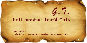 Gritzmacher Teofánia névjegykártya